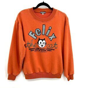 FELIX THE CAT Vintage 1990 Stitched Orange Black Crewneck Sweatshirt Size Large